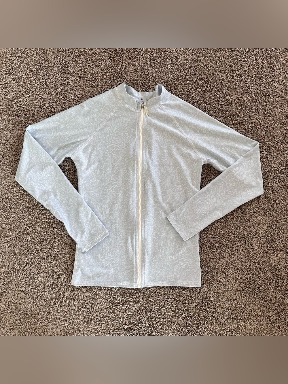 Skipper Womens Full Zip Rash Guard Top Size M White Grey Sun Shirt UPF 50+